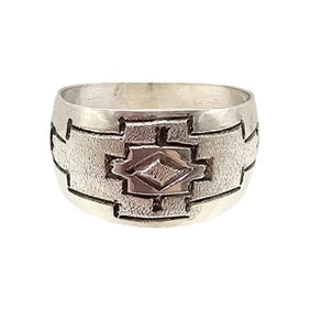 Florence Tahe Navajo Sterling Ring Sz 7.5
