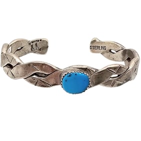 Phillip Tsosie Navajo Sterling Sleeping Beauty Turquoise Bracelet