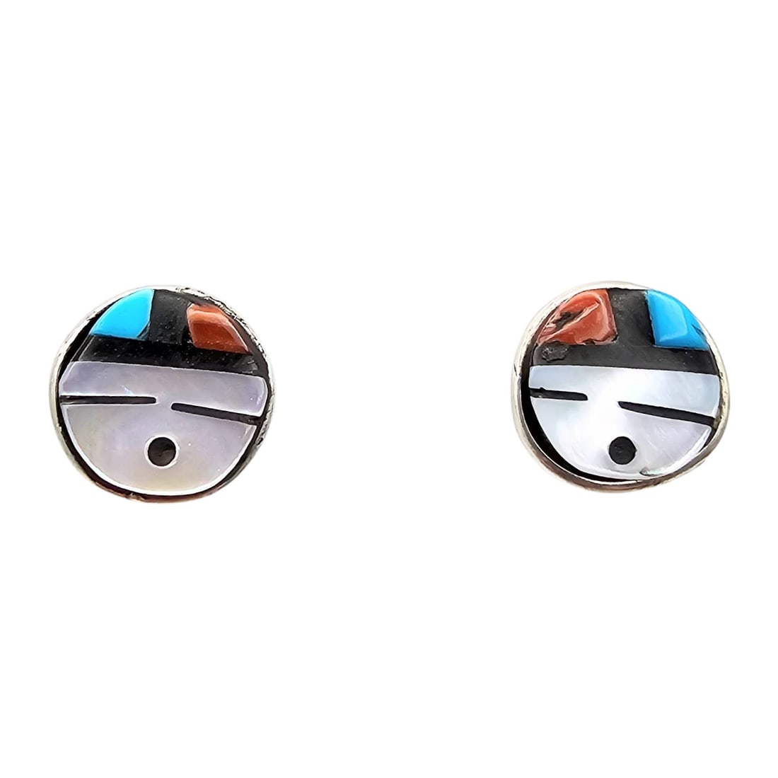 Janice Spencer Zuni Sterling Multi-Stone Earrings (1 of 4)