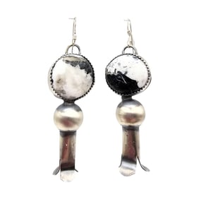 Tia Long Navajo Sterling & White Buffalo Earrings