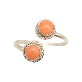 Esther White Navajo Sterling Pink Conch Adjustable Ring