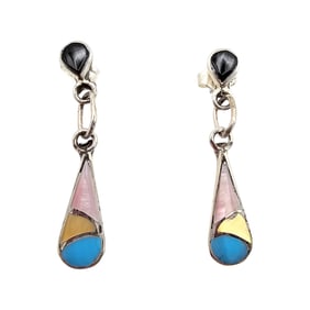 Antionetti Ahiyite Zuni Sterling Multicolor Earrings