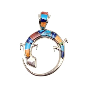 Valerie Yazzie Navajo Sterling Multicolor Inlay Pendant