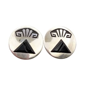 Alvin Begay Navajo Inlay Overlay Sterling Earrings