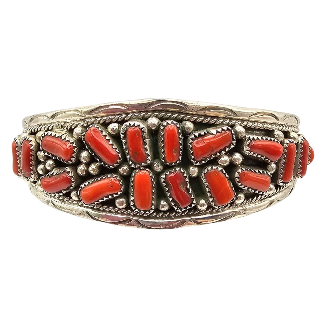 Navajo Sterling Red Coral Bracelet by Anita Whitegoat (1 of 4)