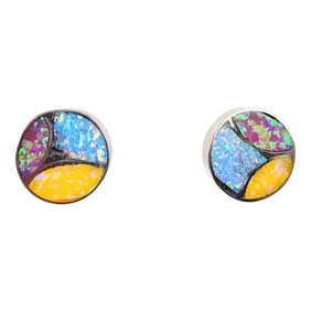 Carmichel Halo Zuni Sterling Opal Earrings