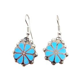 Carmichel Haloo Zuni Sterling Turquoise Earrings