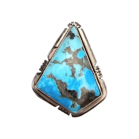 Scott Skeets Navajo Kingman Turquoise Sterling Ring Sz 8