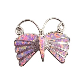 Emma Edaakie Zuni Sterling Opal Butterfly Pin/Pendant