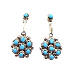 Davis Kaamasee Zuni Sterling Kingman Turquoise Earrings