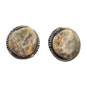 Gloria Pinto Navajo Sterling Boulder Turquoise Earrings