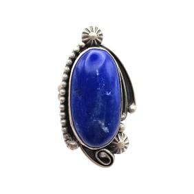 Sterling Navajo Adjustable Lapis Ring by Daniel Benally