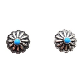 Sterling Kingman Turquoise Floral Earrings