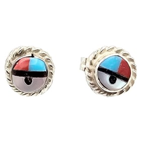 Devoria Bowakay Zuni Sterling Sunface Earrings