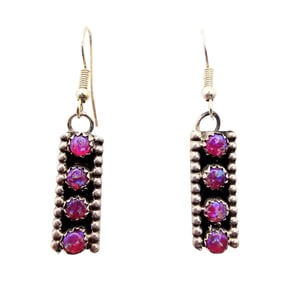 Esther White Navajo Sterling Opal Earrings