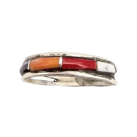 Debbie Livingston Navajo Sterling Multi-Stone Ring Sz 9