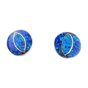 Carmichel Halo Zuni Sterling Opal Earrings