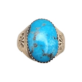 Annie Lincoln Navajo Blue Ridge Turquoise Ring Sz 10.5