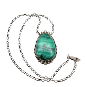 Elouise Kee Navajo Sterling Malachite Necklace