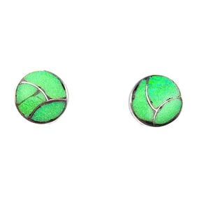 Carmichel Halo Zuni Sterling Opal Earrings