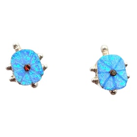 Sarah Bowannie Zuni Sterling Opal Earrings