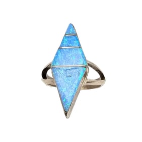Avery Norton Navajo Sterling Opal Inlay Ring Sz 7.5