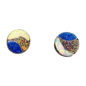 Carmichel Halo Zuni Sterling Opal Earrings