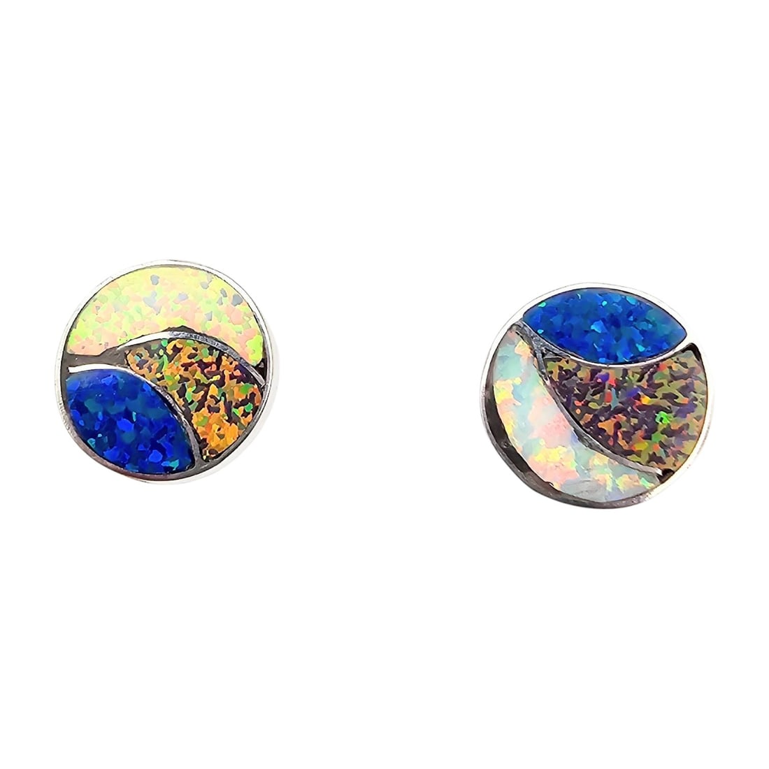 Carmichel Halo Zuni Sterling Opal Earrings (1 of 4)