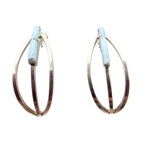 Fred Barney Navajo Sterling Larimar Earrings