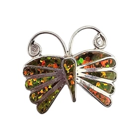 Emma Edaakie Zuni Butterfly Sterling Opal Pin/Pendant