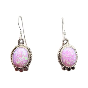 Navajo Sterling Opal Earrings by Sharon McCarthy