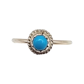 Esther White Navajo Sterling Turquoise Ring Sz 6.5
