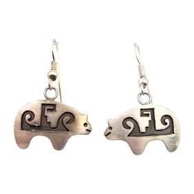 Robert Gene Navajo Sterling Overlay Bear Earrings