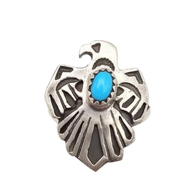 Navajo Sterling Kingman Turquoise Ring by Robert Martinez Sz 8