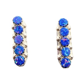 Swain Charley Zuni Sterling Opal Earrings