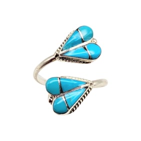 Velda Nastacio Zuni Sterling Kingman Turquoise Adjustable Ring
