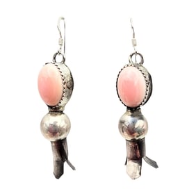 Navajo Sterling Pink Conch Earrings by Tia Long