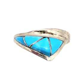 Phyllis Beyuka Zuni Sterling Kingman Turquoise Ring Sz 8