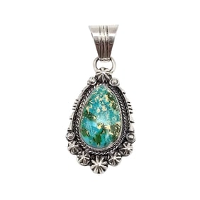 Marita Benally Navajo Sterling Sonoran Gold Turquoise Pendant