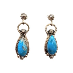 Verley Betone Navajo Sterling Kingman Turquoise Earrings