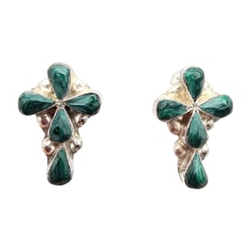 Pino Yunie Zuni Sterling Malachite Earrings