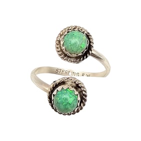 Esther White Navajo Adjustable Sterling Opal Ring