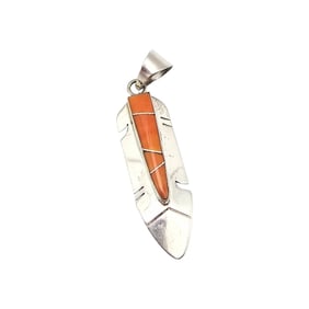 Mary Yazzie Navajo Sterling Spiny Oyster Feather Pendant