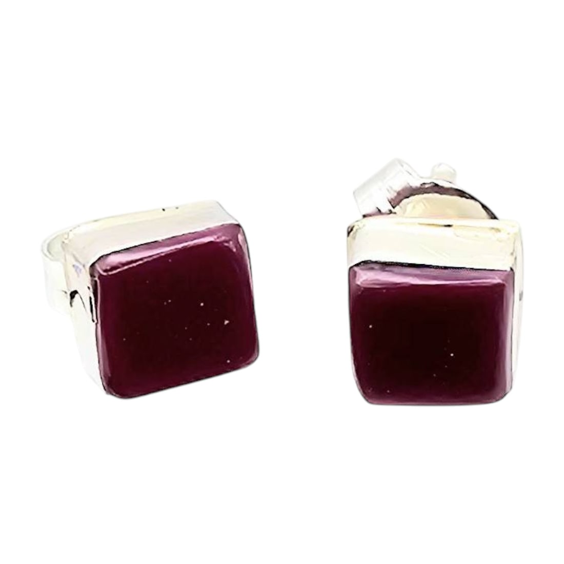 Mary Ann Neha Zuni Sterling Stud Earrings with Charolite Stones (1 of 4)