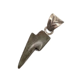 Kevin Nez Sterling Kingman Turquoise Lightning Bolt Pendant