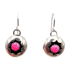 Zuni Sterling Opal Stone Earrings by Janice Spencer