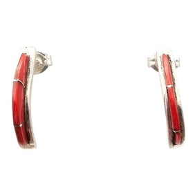 Kent Lonjose Zuni Sterling Red Coral Earrings