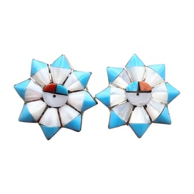 Pauline Lonjose Zuni Sterling Multicolor Earrings