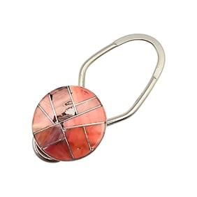Arnold Yazzie Navajo Spiny Oyster Inlaid Key Ring