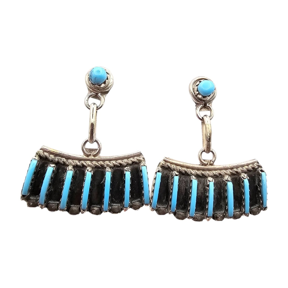 Davis Kaamasee Zuni Sterling Kingman Turquoise Earrings (1 of 4)